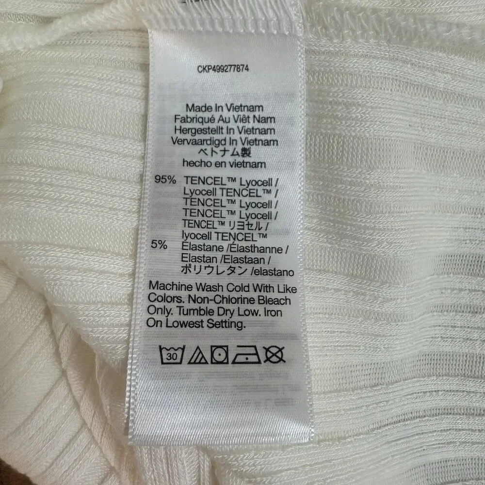 MADEWELL Ribbed V-Neck Polo Top XL Lighthouse White Slim Fit Short Sleeve B51 - Picture 4 of 5